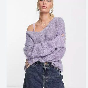 Free People Icing oversized v-neck sweater in lilac
